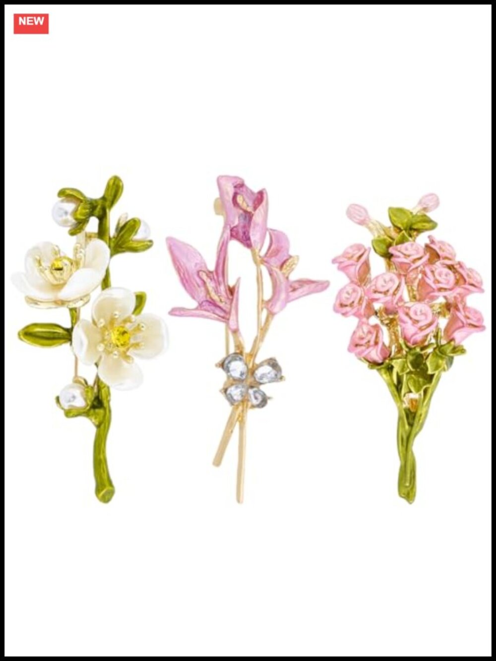 Vintage Enamel Flower Brooch Pin for Coat Suit Scarf Dress Gift
